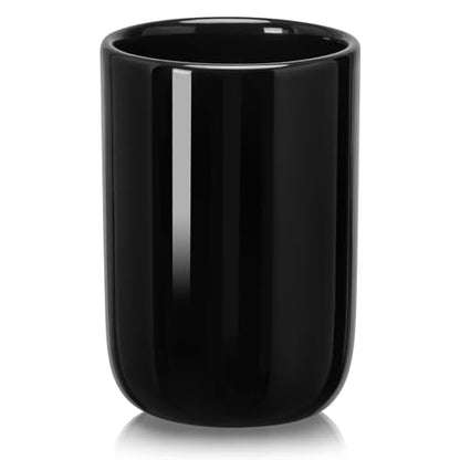 Bathroom Tumbler Cup Ceramic 12.6oz Reusable Toothbrush Cup 375ml,Toothbrush Holder for Your Bathroom (Black) - color: Smooth-black, size: 1pcs