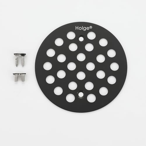 4-1/4 Inch Screw-in Round Shower Drain Cover Replacement Floor Drainer Grate with Screws Matte Black - color: Matte Black
