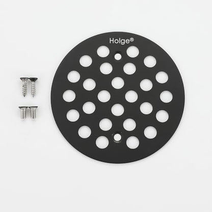 4-1/4 Inch Screw-in Round Shower Drain Cover Replacement Floor Drainer Grate with Screws Matte Black - color: Matte Black