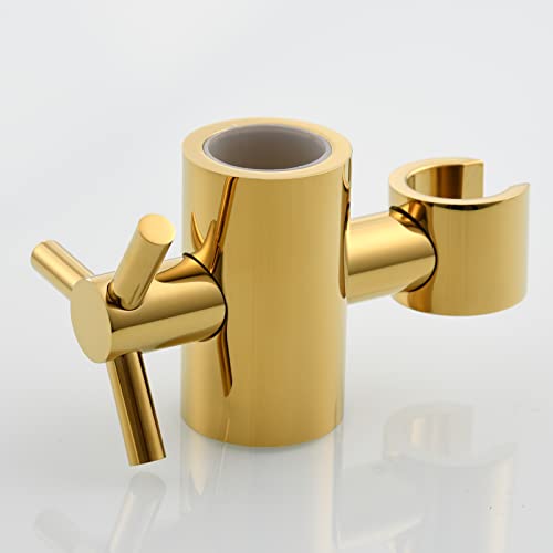 Adjustable Hand Held Shower Bracket Brass Shower Head Holder for 25mm O.D Shower Rod, Titanium Gold, ST38AJ - color: Titanium Gold