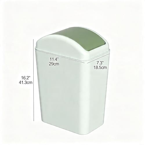 4.5 Gallon Plastic Swing Lid Trash Can, Slim Garbage Bin, Green | Trash Bin with Lid, Waste Basket Swing Top - color: Green