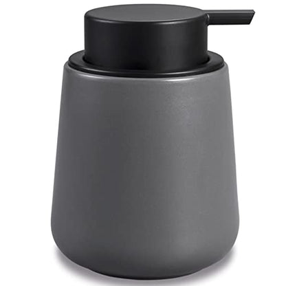 BosilunLife Ceramic Soap Dispenser - Dish Soap Dispenser for Bathroom 12Oz | Refillable Liquid Hand Wash Dispenser for Essential Oil, Lotion Soap, Modern Grey - color: Matte Grey
