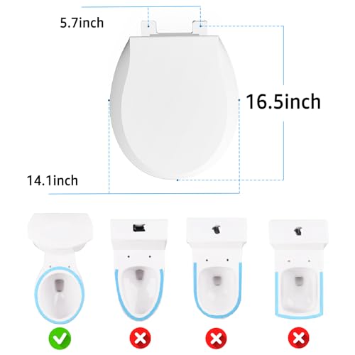 Toilet Seat Round 16.5 Inch, Quick Release & Soft Close, Anti-Slip Never Loosen, Easy Clean, White, PP Material - color: White, size: Updated Quick-Release