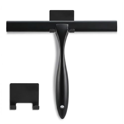 NETANY Shower Squeegee, 14-Inch Matte Black Squeegee, All-Purpose Stainless Steel Squeegee for Bathroom, Shower Doors, Mirrors, Tiles and Car Windows - 100% Streak Free - color: Black, size: 14-Inch