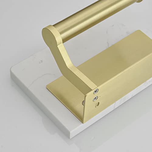 Hoimpro Toilet Paper Holder Wall Mounted, Marble Tissue Roll Rack | Brushed Gold | White Natural Marble Shelf Hand Paper Roll Holder, for Bathroom Kitchen Washroom Bedroom Aluminum - color: Gold
