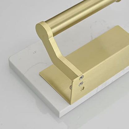 Hoimpro Toilet Paper Holder Wall Mounted, Marble Tissue Roll Rack | Brushed Gold | White Natural Marble Shelf Hand Paper Roll Holder, for Bathroom Kitchen Washroom Bedroom Aluminum - color: Gold