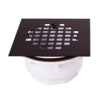 Westbrass 2" Sch 40 PVC Shower Drains with 4-1/4" Square Cover, Oil Rubbed Bronze, D206PS-12 - color: Oil Rubbed Bronze