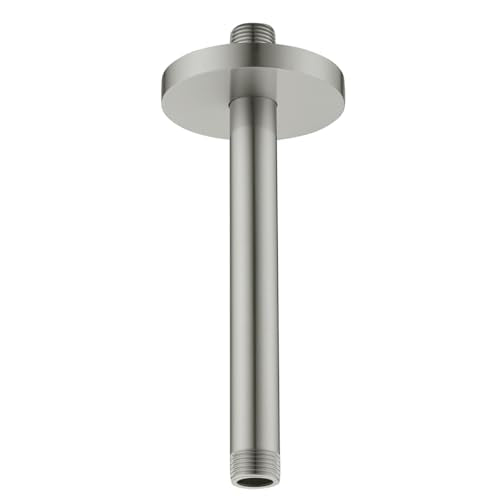 RANDOM Straight Shower Arm with Flange Brushed Nickel 8 Inches Ceiling Mount Shower Head Extension Arm Ceiling-Mounted For Fixed Shower Head.RD-91038-8BN - color: 8″ Brushed Nickel(Round Flange)