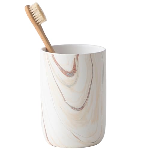 Brown Marble Toothbrush Holder - Ceramic Toothbrush Holder for Bathrooms, Toothbrush Toothpaste Holders, Marble Bathroom Tumbler Cups Reusable Toothbrush Mouthwash Cup, Bathroom Counter Organizer - color: Brown Marble, size: 1pcs