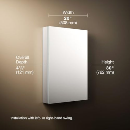Kohler Verdera 20 in. W x 30 in. H Recessed Medicine Cabinet in Anodized Aluminum - size: 20" W x 30" H, style: Magnifying Mirror + Slow Close