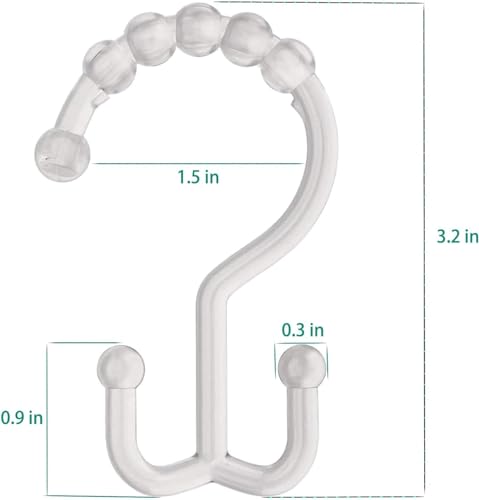Resze 12 PCS Clear Double Shower Curtain Hooks,Plastic Shower Curtain Rings | Shower Hooks, Multi-functional Rings for Bathroom Shower Curtain,shower curtain liner and Kitchen supplies, etc. - color: Clear