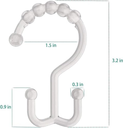 Resze 12 PCS Clear Double Shower Curtain Hooks,Plastic Shower Curtain Rings | Shower Hooks, Multi-functional Rings for Bathroom Shower Curtain,shower curtain liner and Kitchen supplies, etc. - color: Clear