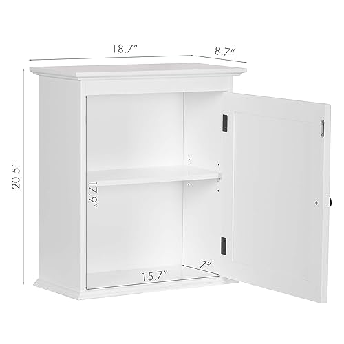 Spirich Small Medicine Cabinet, Bathroom Wall Cabinet Over Toilet, White | FSC-Certified MDF, Single Door, Adjustable Shelf, Compact Hidden Storage for Bathroom, Kitchen or Laundry - size: Single Door