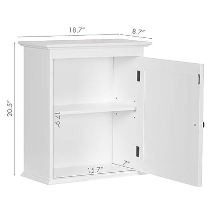 Spirich Small Medicine Cabinet, Bathroom Wall Cabinet Over Toilet, White | FSC-Certified MDF, Single Door, Adjustable Shelf, Compact Hidden Storage for Bathroom, Kitchen or Laundry - size: Single Door