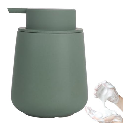 INGOFIN Ceramic Foaming Soap Dispenser - 12oz Foam Hand Soap Dispenser Bathroom, Modern Dish Soap Bottle with Pump for Kitchen, Matte Green - color: Matte Green