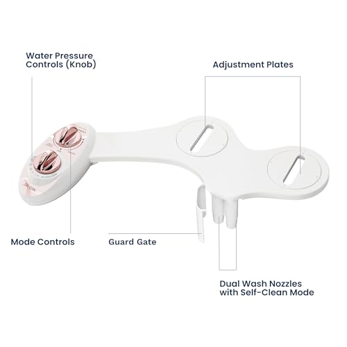 LUXE Bidet NEO 185 - Bidet Attachment for Toilet Seat, Rose Gold | Non-Electric, Dual Nozzle, Self-Cleaning, Adjustable Water Pressure, Rear & Feminine Wash - color: Rose Gold