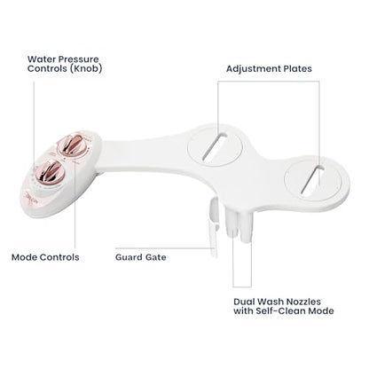 LUXE Bidet NEO 185 - Bidet Attachment for Toilet Seat, Rose Gold | Non-Electric, Dual Nozzle, Self-Cleaning, Adjustable Water Pressure, Rear & Feminine Wash - color: Rose Gold