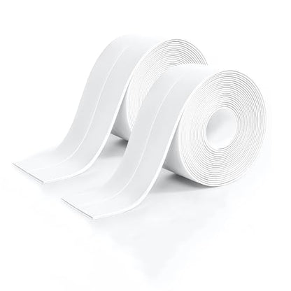 Caulk Tape, 10.5FT Peel and Stick Waterproof Seal Tape - No Tools No Mess Self-Adhesive Waterproof Tape for Toilet Bathtub Sink Tub Kitchen Countertop, Flexible PVC Strip Filler Caulking Tape - color: 2 Roll-White
