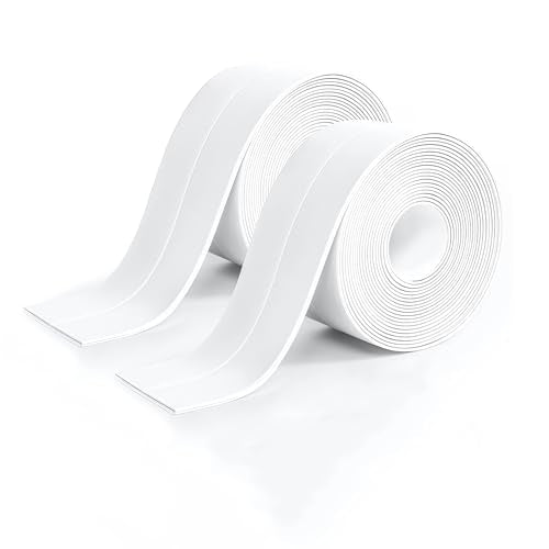 Caulk Tape, 10.5FT Peel and Stick Waterproof Seal Tape - No Tools No Mess Self-Adhesive Waterproof Tape for Toilet Bathtub Sink Tub Kitchen Countertop, Flexible PVC Strip Filler Caulking Tape - color: 2 Roll-White