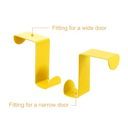 uxcell Over The Door Hooks,2pcs - Stainless Steel Door Hangers Hooks, S-Shaped Double Hooks for Hanging Clothes, Hats, Towels (Yellow) - color: Yellow