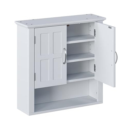 Merax Bathroom Wall Cabinet, Medicine Cabinet with 2 Doors Cabinet & Adjustable Shelves, Over The Toilet Storage Cabinet for Bathroom,White - color: White
