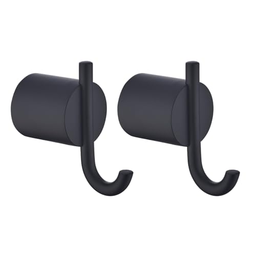 Matte Black Coat Hooks, Stainless Steel Hooks, Towel Hooks for Hanging Robes, Aprons, Coats and Hats in Bathrooms,Kitchens and Hotels,SW-96068-8MB-2. - color: Double Hook-Matte Black