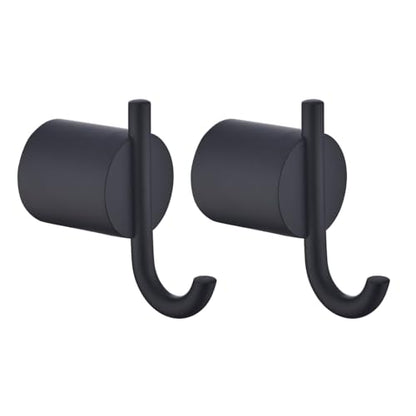 Matte Black Coat Hooks, Stainless Steel Hooks, Towel Hooks for Hanging Robes, Aprons, Coats and Hats in Bathrooms,Kitchens and Hotels,SW-96068-8MB-2. - color: Double Hook-Matte Black