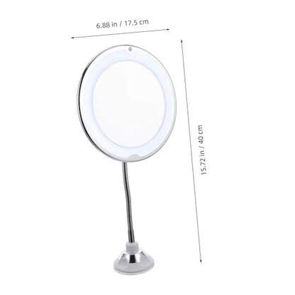 Rotating Makeup Mirror with Magnification LED Light Powerful Suction Cup Vanity Mirror for Bathroom Bedroom Travel Viewing Angle