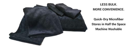 Black Microfiber Bath Towels Set – 6 Piece (2 Bath 32"x63", 2 Hand Towels, 2 Washcloths) – Lightweight Quick Dry Towels for Gym, Travel & Bathroom