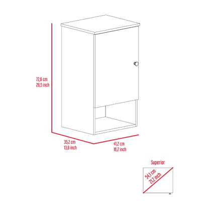 Kitchen Bathroom Wall Cabinet Medicine Cabinet, Garage or Laundry Room Wall Storage Cabinet, Single Door Linen Tower Bathroom Cabinet with Open Shelf, Light Grey - color: Light Gray