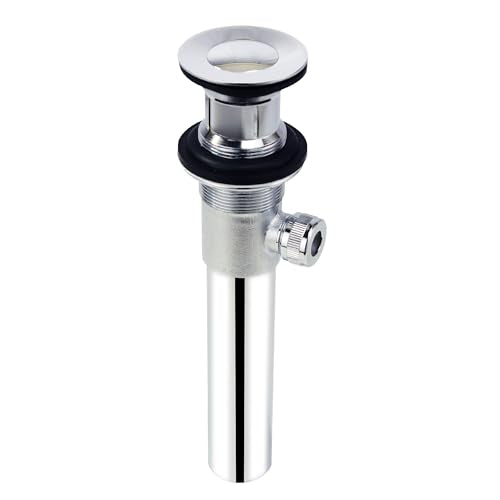 Purelux Bathroom Sink Drain Stopper Assembly with Lift Rod and Overflow, Chrome Finish - color: Chrome