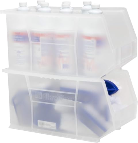 Akro-Mils 30265 AkroBins Plastic Storage Bins, 18"x8.25"x9", Clear, 6-Pack | Space-Saving Stackable Bins for Garage, Pantry, Craft Organization - color: Clear