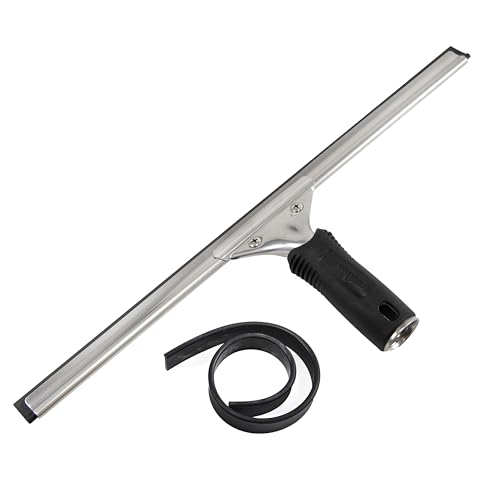 Unger Connect and Clean 16” Performance Window and Glass Cleaning Squeegee with Replacement Rubber, Cleaning Supplies, Heavy Duty Household Cleaner Tools with Streak-Free Results - size: 16 Inch (Pack of 1), style: 16” Performance Grip Squeegee