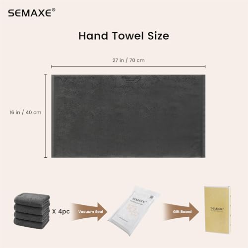 4-Pack Gray Cotton Hand Towels for Bathroom with Hanging Loops | Sink-side towels for drying hands and face, ideal for bathrooms, guest baths, powder rooms, OEKO-TEX certified, easy care - color: A02: Grey
