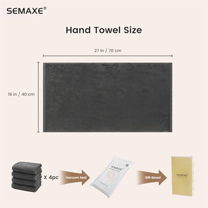 4-Pack Gray Cotton Hand Towels for Bathroom with Hanging Loops | Sink-side towels for drying hands and face, ideal for bathrooms, guest baths, powder rooms, OEKO-TEX certified, easy care - color: A02: Grey