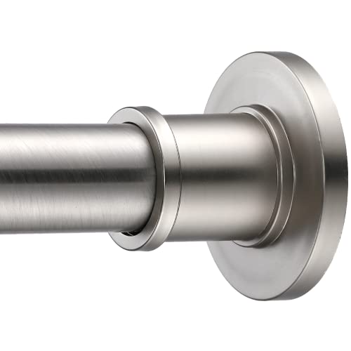 Industrial Shower Curtain Rod - Rustproof Non-Slip 43-72 Inch 304 Stainless Steel Tension Curtain Rod for Window or Bathroom, Brushed Nickel - color: Brushed Nickel, size: 43-72 Inch