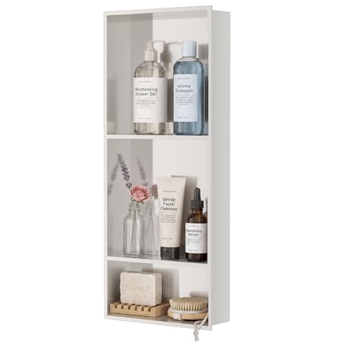 13"×31" Shower Niche 3 Shelves Brushed Nickel Wall Niche | Stainless Steel,Recessed Shelf for Bathroom Storage,No Tile Needed Over Mount Installation,Rustproof Finished Frame - color: Brushed Nickel, size: 31" x 12"