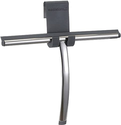 Sealskin Deluxe Shower Squeegee, Glass Wiper for Shower and Window, Practical Squeegee with Flexible Silicone Holder, Polished Stainless Steel Handle, Silver