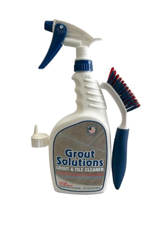 Professional-Grade Grout Cleaner for Tile, Ceramic, Porcelain & Marble – Acid-Free Formula for Safe, Deep Cleaning and Stain Removal - style: 32 oz Spray with Hand Brush and Cap