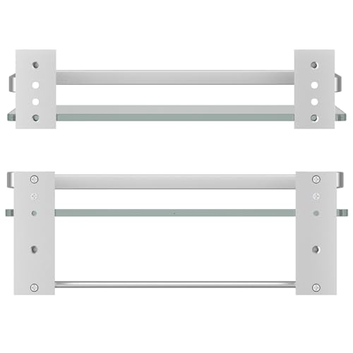 Bathroom Shelves Wall Mounted, Clear Tempered Glass Shelf with Towel Bar, Hand Towel Holder(Matte Silver) - color: Silver, size: Combo Set