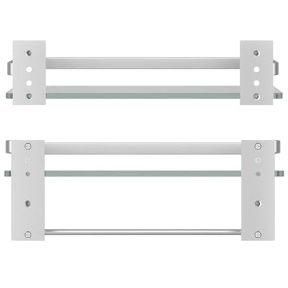 Bathroom Shelves Wall Mounted, Clear Tempered Glass Shelf with Towel Bar, Hand Towel Holder(Matte Silver) - color: Silver, size: Combo Set