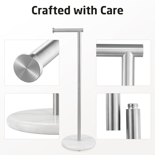 KES Freestanding Toilet Paper Holder 26" Tall, Marble Base Brushed Finish | 18/8 Stainless Steel, Anti-Slip Padded Base, No-Drill Assembly, Fits All Roll Sizes, 1-Min Setup - color: Brushed Steel, size: 26"H