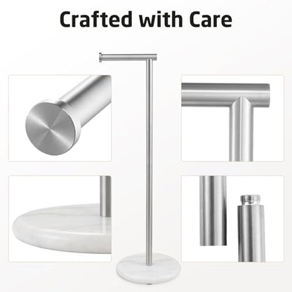 KES Freestanding Toilet Paper Holder 26" Tall, Marble Base Brushed Finish | 18/8 Stainless Steel, Anti-Slip Padded Base, No-Drill Assembly, Fits All Roll Sizes, 1-Min Setup - color: Brushed Steel, size: 26"H