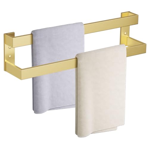 Double Towel Bar,Towel Rack for Bathroom Stainless Steel Wall-Mounted Bathroom Hardware Brushed Gold 24 Inch Bathroom Accessories - color: Brushed Gold, size: 24inch