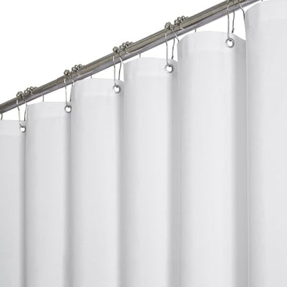 72x80 Linen Textured Waterproof Thick Fabric Shower Curtain Set, White | Long Size, 230GSM Polyester, Heavy Duty Cloth, Weighted Hem, 12 Plastic Hooks, Modern Luxury Hotel Style, Machine Washable - color: White, size: 72"W x 80"L (Pack of 1)