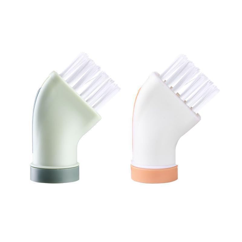 2 Pack Crevice Cleaning Brush with Water Bottle Connector, Multi-Purpose Dry & Wet Cleaning Brush for Kitchen, Bathroom, Sink, Stovetop, Tile Gaps, Shoes (Green & White)