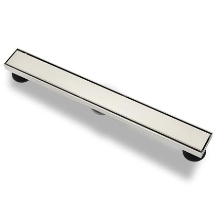 Linear Shower Drain ，32 Inch Brushed 304 Stainless Steel Rectangle Shower Floor Drain，with Reversable Tile-inPattern Drain Cover & Hair Catcher, Adjustable Feet - color: Brushed Nickel, size: 32inch