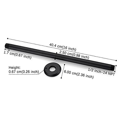 16 Inch Matte Black Ceiling Mounted Shower Arm for Rain Shower Head | Shower arm and flange - color: Black, size: 16 Inches