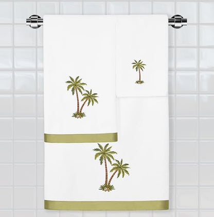 Flourish 4-Piece Premium Towel Set, Island Style Embroidery, Plush Turkish Cotton, Durable & Quick Dry, Elegant Bath Ensemble, 2 Bath 2 Hand Towels, White - color: White, size: 2 Pcs Bath 2 Pcs Hand Towel