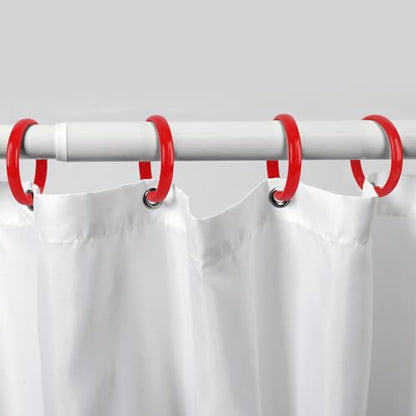Red Shower Curtain Hooks - 12 Pcs Circular Plastic Shower Curtain Rings for Bathroom - O Shaped Red Shower Hooks Rings for Shower Curtain Rod - color: Red
